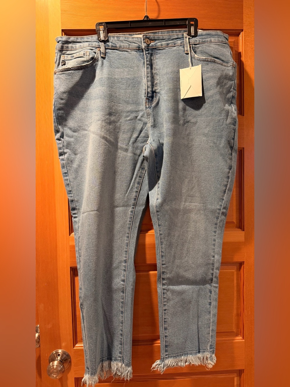 KanCan Light Blue Skinny Jeans with Frayed Hem